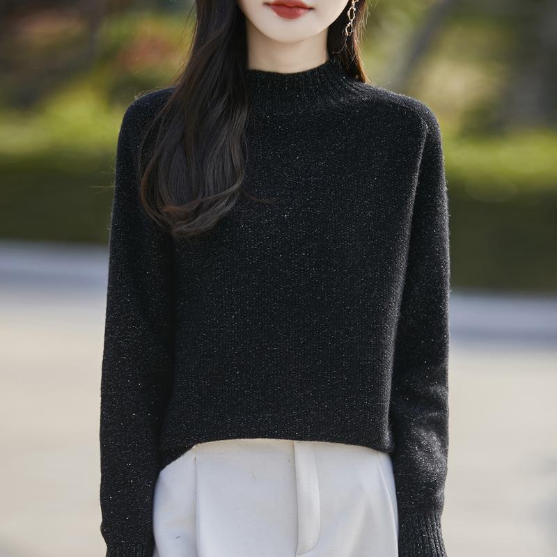 Damski sweter kaszmirowy Qinghe Cashmere 30% kaszmir 70% wełna Jesień i Zima Kaszmirowy pulower Miękki i ciepły