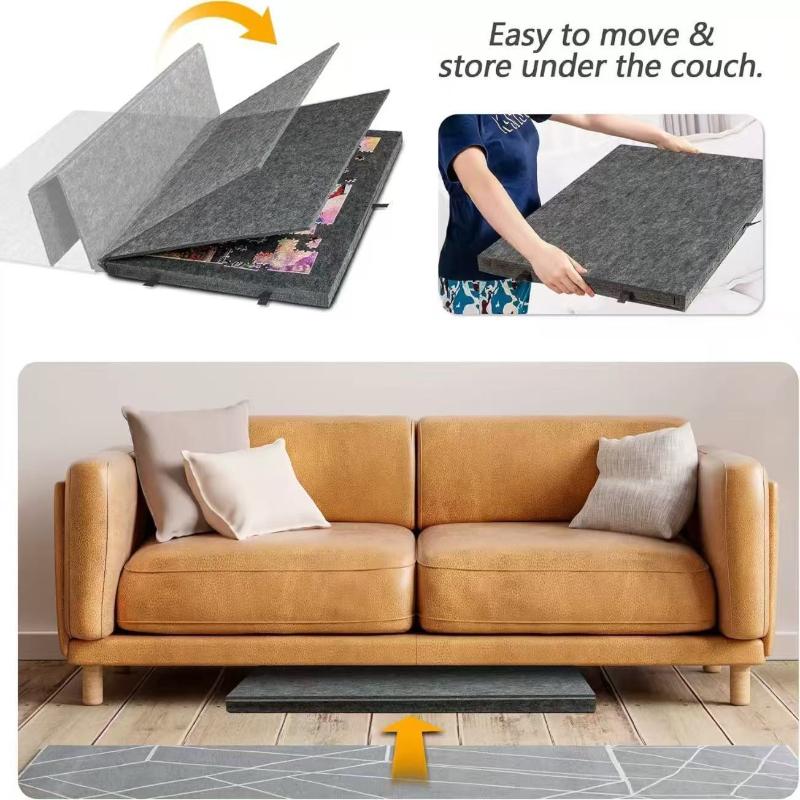 Felt Decorative Puzzle Board - Tiltable Puzzle Desk With 4 Drawers, Holds 500Pcs For Home Decor & Educational Storage
