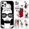 Girl Boss Female Coffee Phone Case for Iphone 17 Air 16 15 Plus 14 13 Mini 12 11 Pro Max 16E 7 8 SE 2020 Soft Funda Print Shell