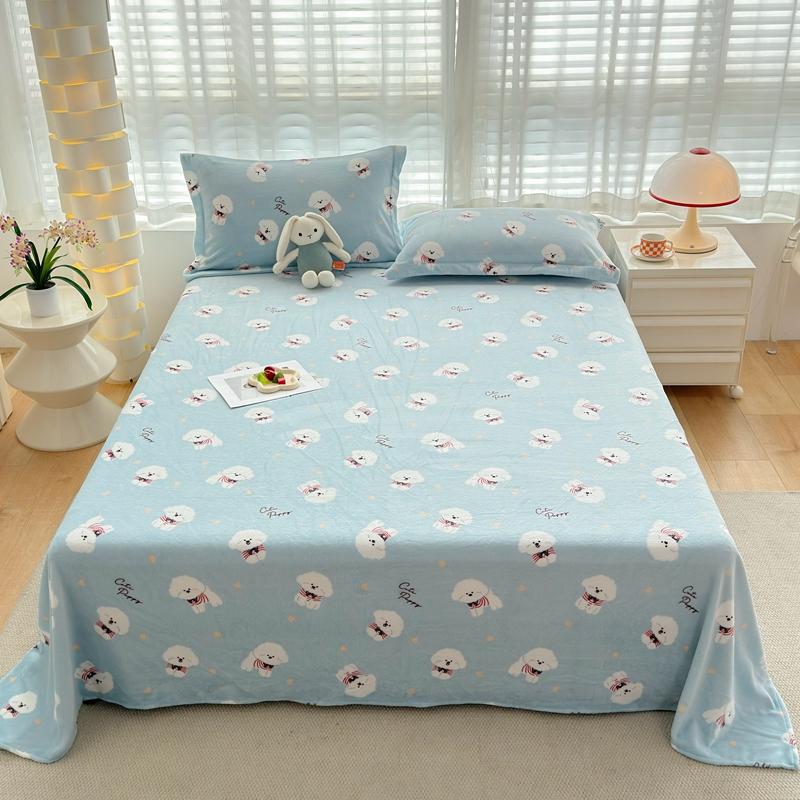 3Pcs Botanical Floral Style Bed Sheet Set Flannel Bed Sheets for Fall and Winter Luxury Super Soft Cozy Queen Size Bedding Set