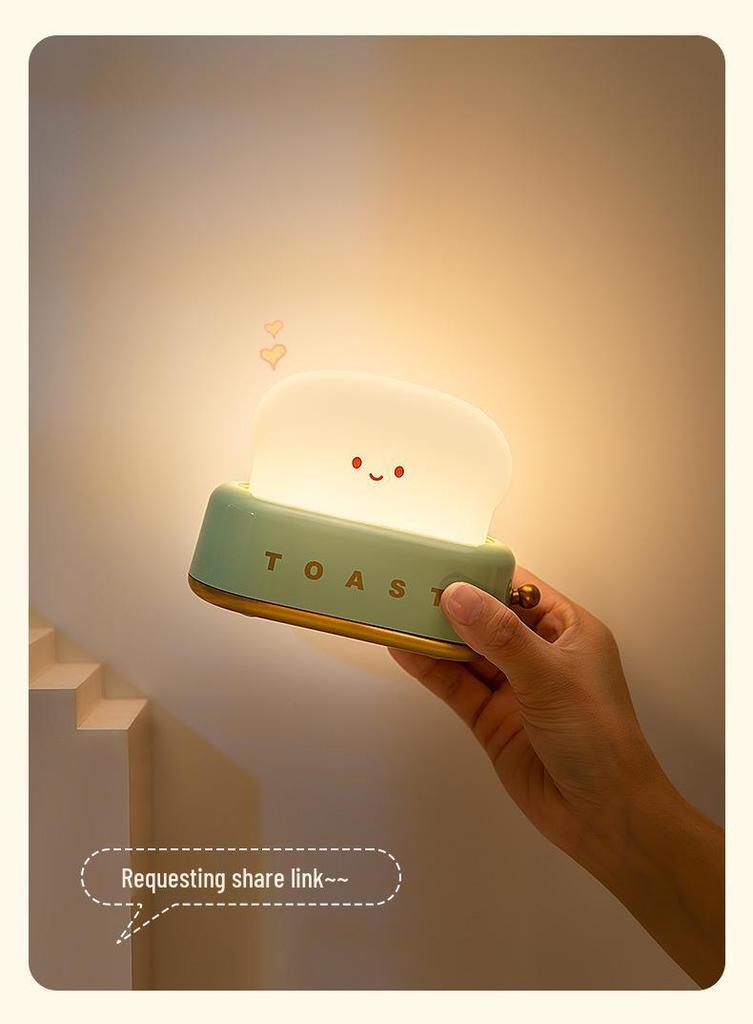 Creative Toast Bedside Lamp: Dimmable Night Light & Sleep Companion