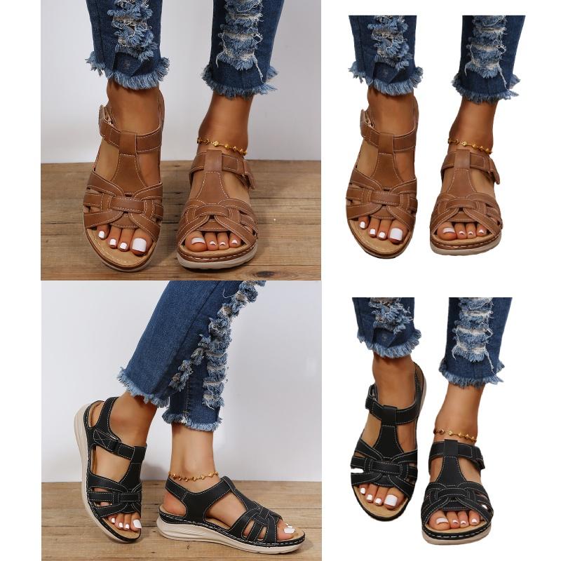 Grenzüberschreitende Mode im römischen Stil Vintage Damen-Sandalen mit weicher Sohle und bequemem Keilabsatz