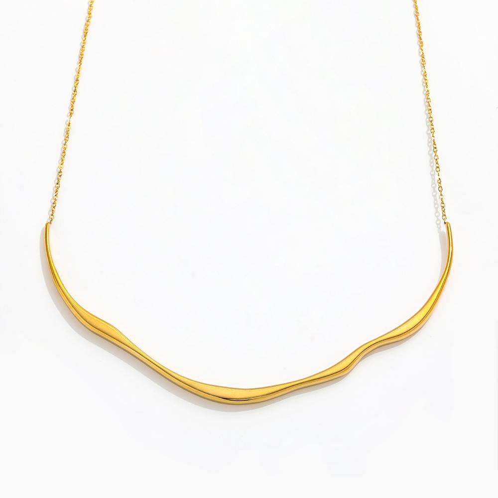 Fenny 18K PVD Plated Non Tarnish Fashion Designer Irregular Tube Pendant Choker Chain Necklace Stainless Steel Jewelry