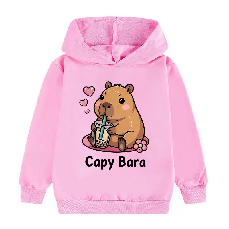 2-teiliges Mädchen Capybara Hoodie Jogginghosen Set Kinder Gemütliches Outfit Capybara Grafik Lässige Spielkleidung Maschinenwaschbar Alltag Sport Passendes Outfit für Jungen