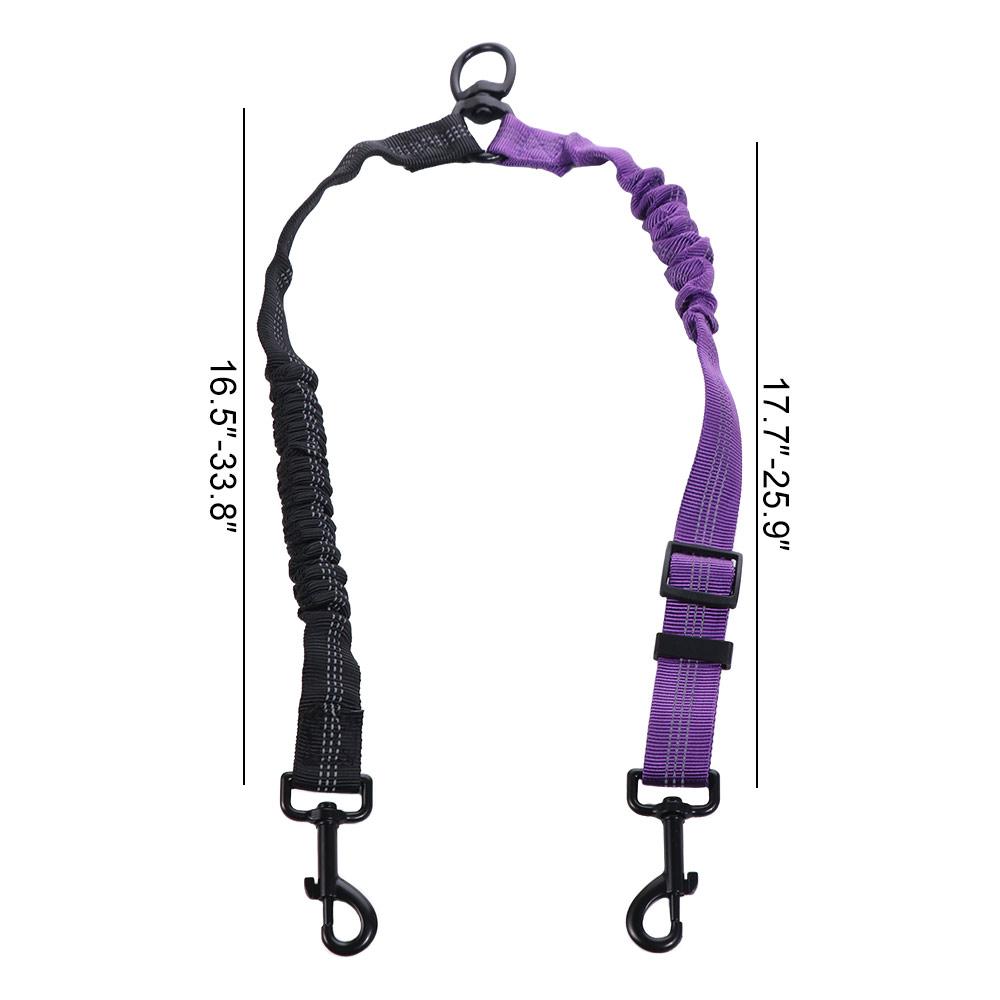 2 in 1 Double Dog Leash Reflective Adjustable Strap Two Dog Lead 360° Swivel Shock Absorbing Two Dog Traction Leash Pet Puppy