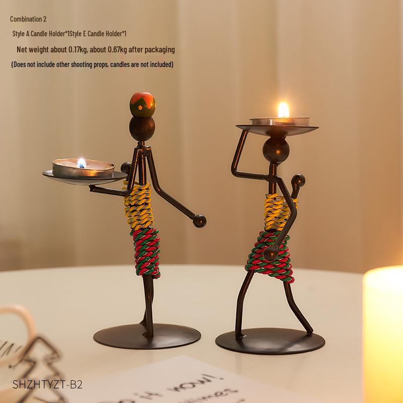 Luxury European-Style Creative Retro Wrought Iron Candlestick for Dining Table Decor and Candlelight Ambiance