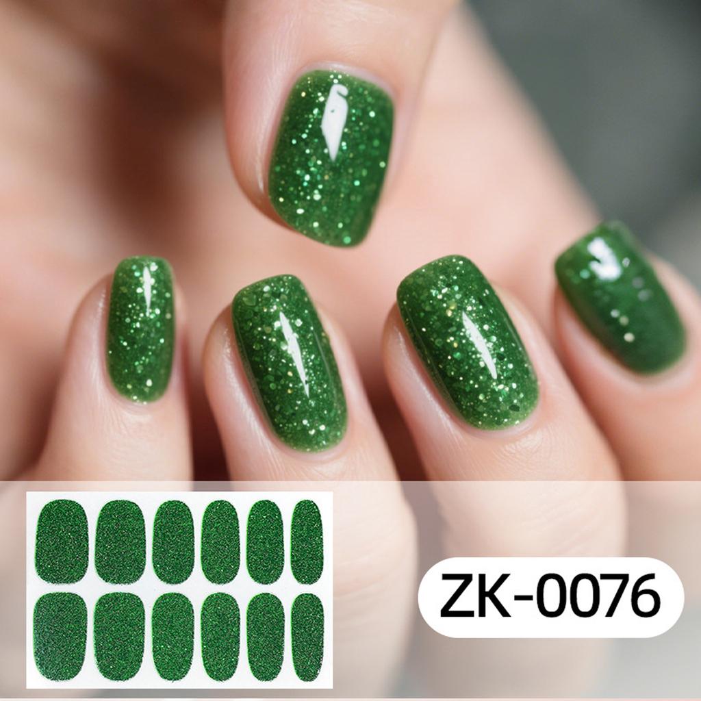 Glitter Gradient 12Tips Nail Stickers Multi Color Self Adhesive Slider No Need UV Lamp Cured Press Color Nail Decal