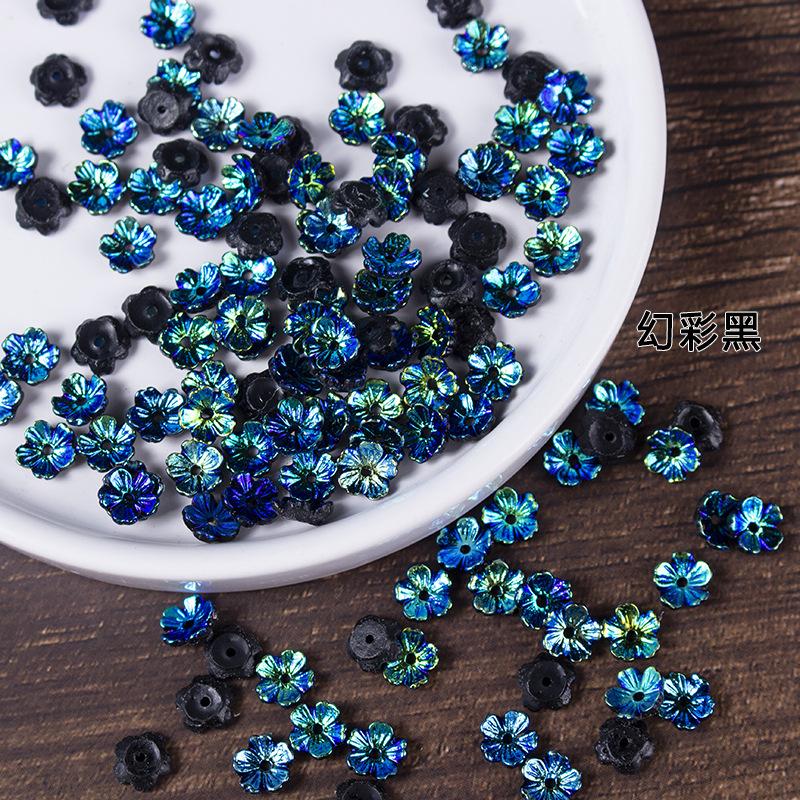 10pcs AB Magic Color Five Petal Shell Flower Receptacle DIY Hairpin Bracelet Earrings Material