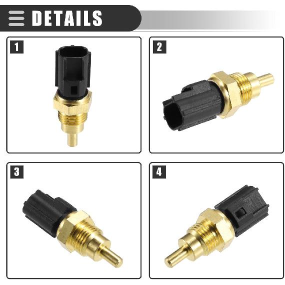 Motoforti Engine Coolant Temperature Sensor, Water Temp Sender, for MITSUBISHI Challenger K94 2.5TD 1998-2007, Metal, No.ME202053, Gold Tone