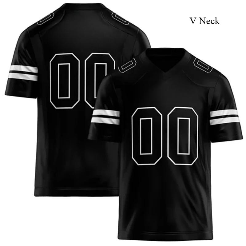 Rugby T-shirt Personalized V Neck Black Mens Sports T Shirt Loose Quick Dry Team Uniforms