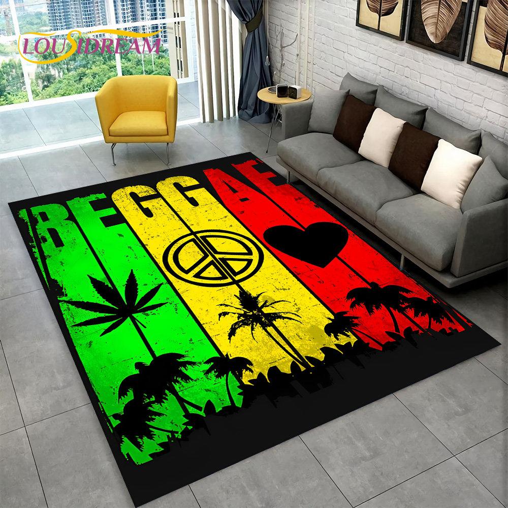 Bob Marley Reggae Music Maple Leaf Jamaican Area Rug,Carpet Rug for Living Room Bedroom Sofa Doormat Decor,Non-slip Floor Mat