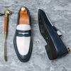 Big Size Mens Loafers Slip on Shoes Black White Casual Business Shoes