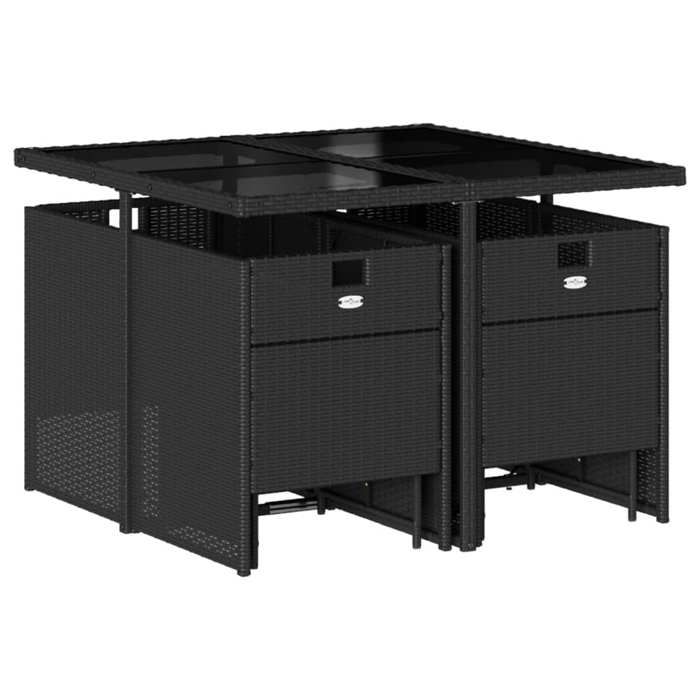 VidaXL Ensemble à manger de jardin 9pcs coussins noir résine tressée 3277722