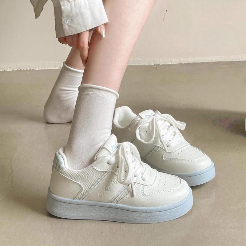 

Женская белая обувь 2025 Осень Новые Уличные Нескользящие Кроссовки на Платформе Удобные На Шнуровке Увеличение Роста Повседневные Балетки 35 синий