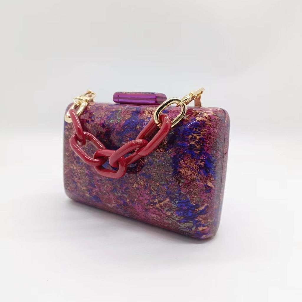 Small bag single shoulder women's messenger bag marble fashion summer beach acrylic dinner bag small square bag
