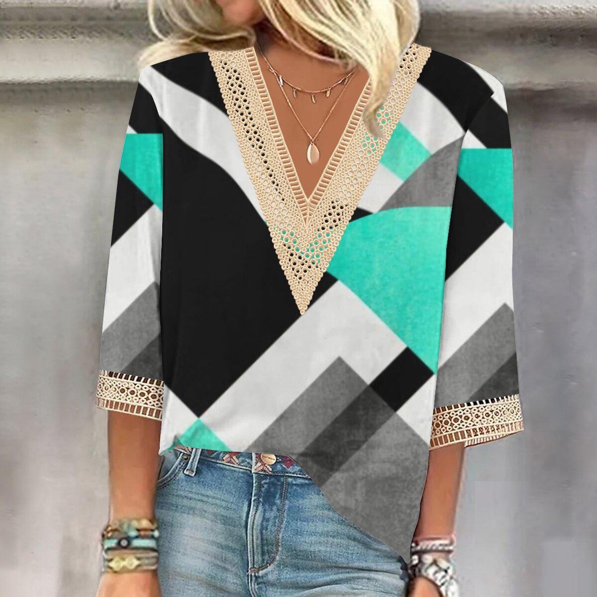 

2023 Осень Новая мода Женский повседневный топ больших размеров с V-образным вырезом с V-образным вырезом и рукавом 2023 года