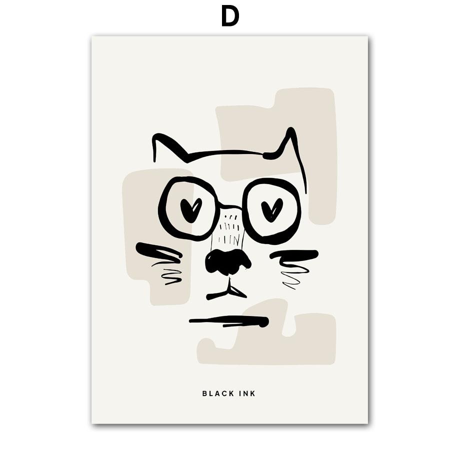 Black Ink Girl Leaf Wine Glass Line Wall Art Canvas Painting Abstract Posters And Prints Wall Picture For Living Room Home Decor