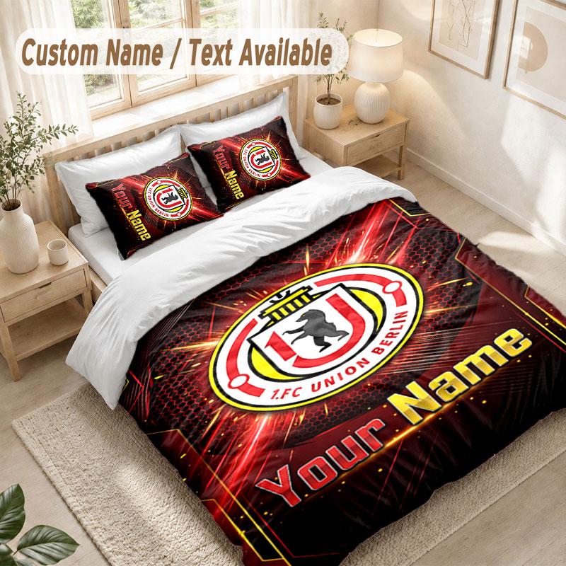 Custom Name Bedding Set 3 PiecesUnion Berlin FC Print Duvet Cover + 2 Pillowcases Soft Bed Decor