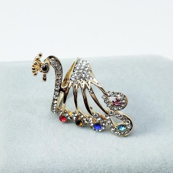 Knuckle Ring Shiny Rhinestone Peacock Charming Women Girls Elegant Animal Finger Ring Jewelry Accessories