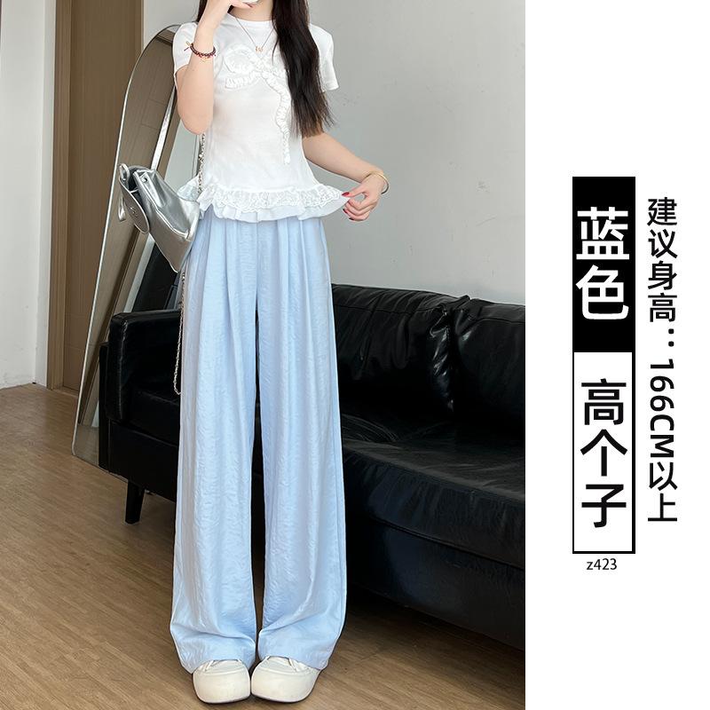 Women's Autumn and Winter Thick Lamb Wool Pants with Loose Drape and Wide Leg Pants Made of Wool