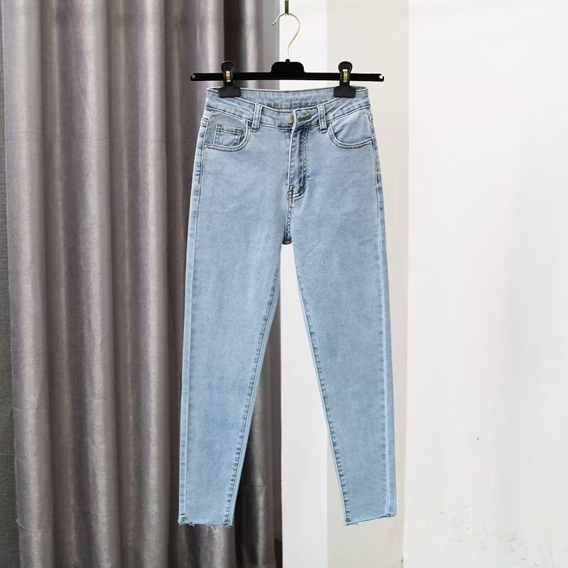 

Small pants women s high waist elastic burr jeans tight pants short high eight-point pants 25