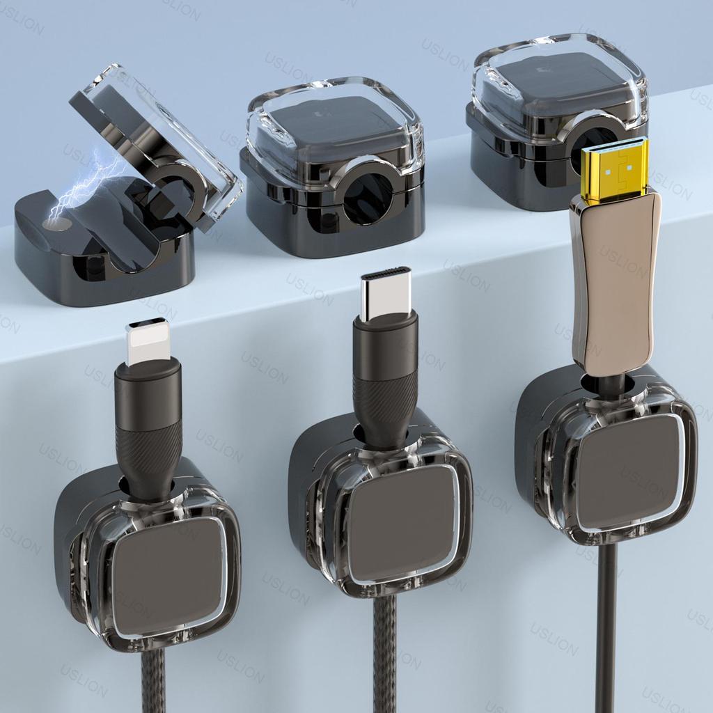 Magnetic Cable Organizer: Nail-Free Self-Adhesive Clip and Tie Holder