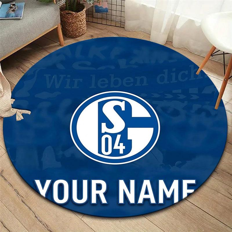 FC Schalke 04 Custom Name Round Area Rug,Carpet Rug for Living Room Bedroom Sofa Playroom Decor,Non-slip Floor Mat