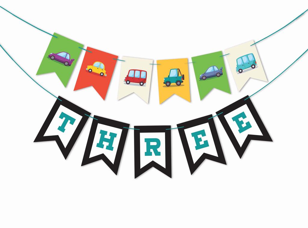 Inkdotpot Birthday Party Decorations Happy Birthday Party Garland Baby Boy Or Girl Car Gender Neutral Pennant Banner