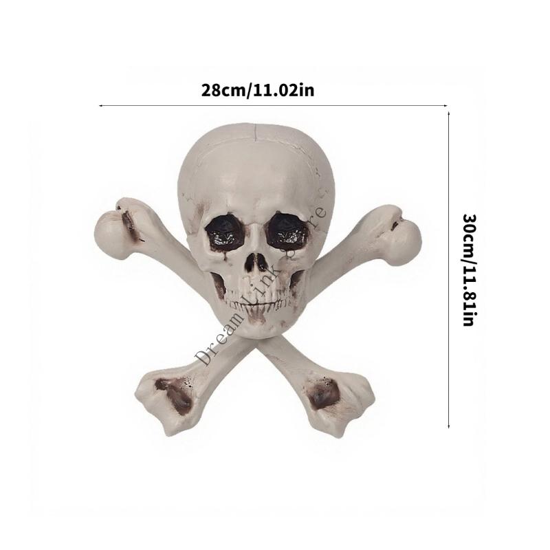 Q1FD Realistic Plastic Skull And Crossbones Skeleton Halloween Decoration For Indoors Outdoor Horror Party Home Decors