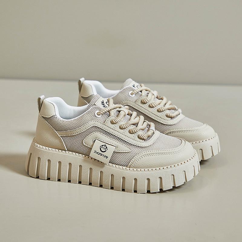 New Summer White Shoes for Female Students' Height-enhancing Breathable Sports Shoes Trendy Casual Shoes
