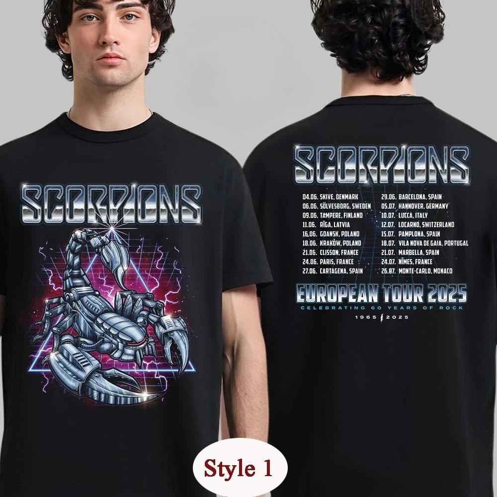 

Hot Scorpions 60 Years of Scorpions European Tour Blowing with The Wind Tee Men Women Loose Casual Oversized Top Streetwear Y2k Fashion Summer New Tee XXXL чорний