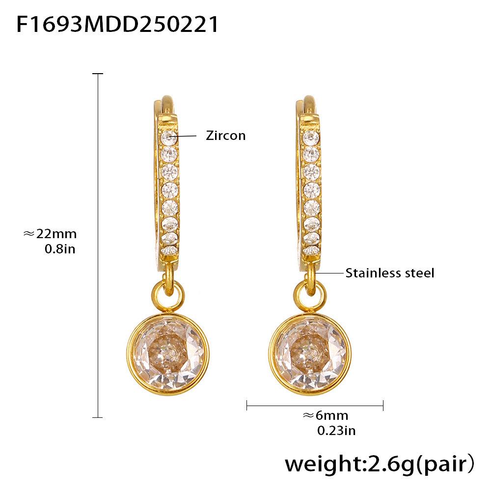 Qiong Yao 18K Gold Star & Moon Zircon Ear Hoop Earrings - Trendy Fashion Jewelry.