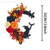 Halloween Crescent Moon Cat Wreath Gothic Garland Decor Handmade Artificial Halloween Door Hanging Decor Halloween Decor Supply