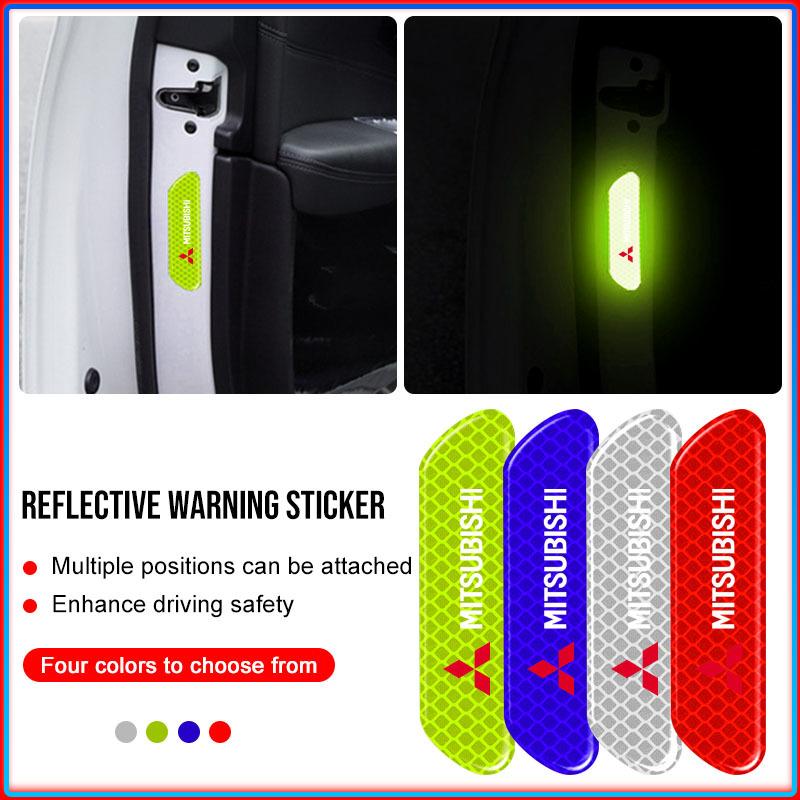 For Mitsubishi Lancer 7 8 I200 Pajero Montero Sport Outlander ASX Mirage Eclipse 4PCS/set Car Reflective Safety Strip Stickers