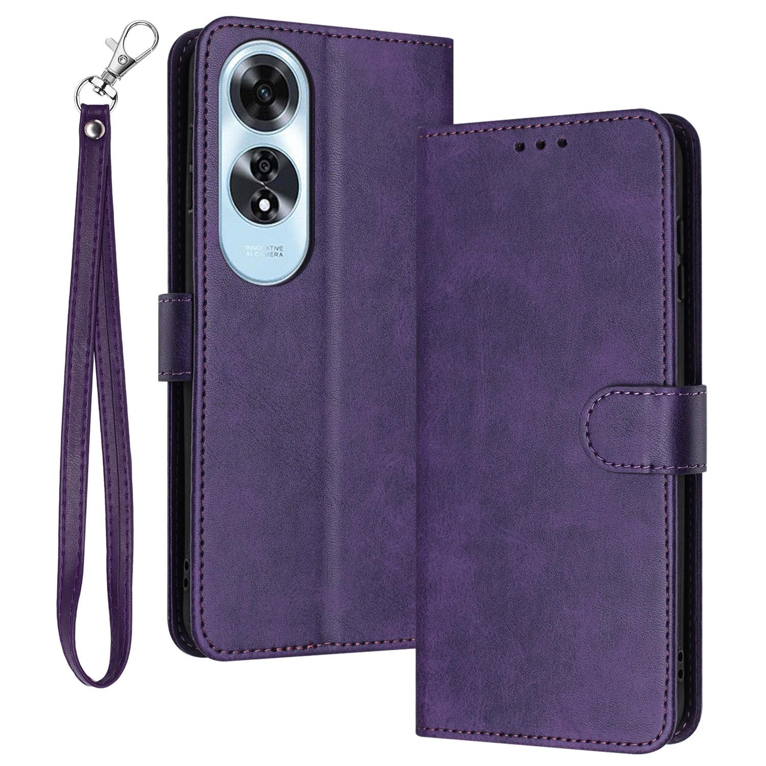 

For Oppo A60 4G Cell Phone Case PU Leather Wallet Stand Flip Phone Cover Purple