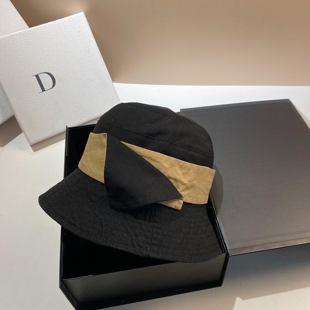 Designer Contrasting Color Bucket Hat Simple and Elegant Cotton Casual Hat Outdoor Travel Shading Foldable Basin Hat