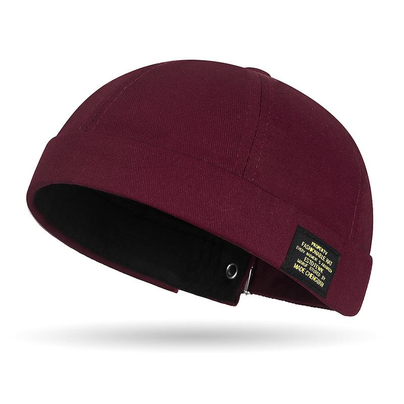 

Spring Street Hip Hop Brimless Yuppie Hat - Unisex Versatile Melon Cap Adjustable вина червоного кольору