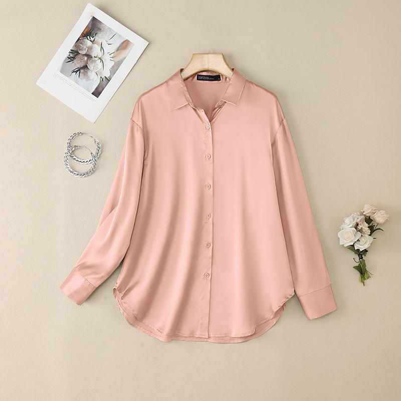 

ZANZEA Женская повседневная блузка с отложным воротником, свободного кроя, с длинным рукавом, однотонная 2XL