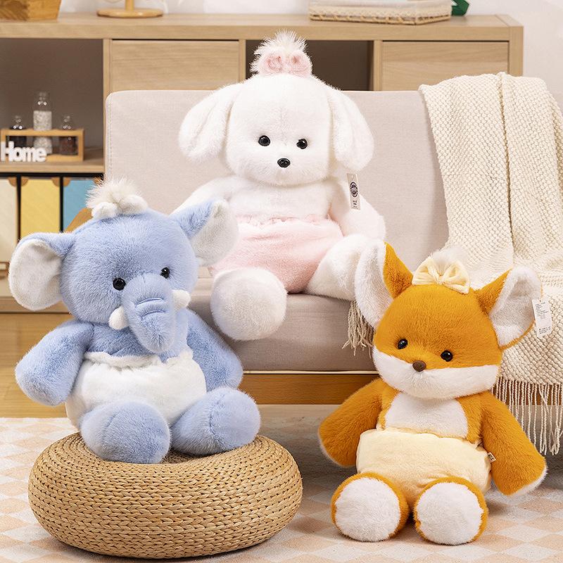 Cute Fox Plush Toy Creative Elephant Stuffed Animal Comfort Doll Cartoon Animal Birthday Gift Kids Sleep Pillow