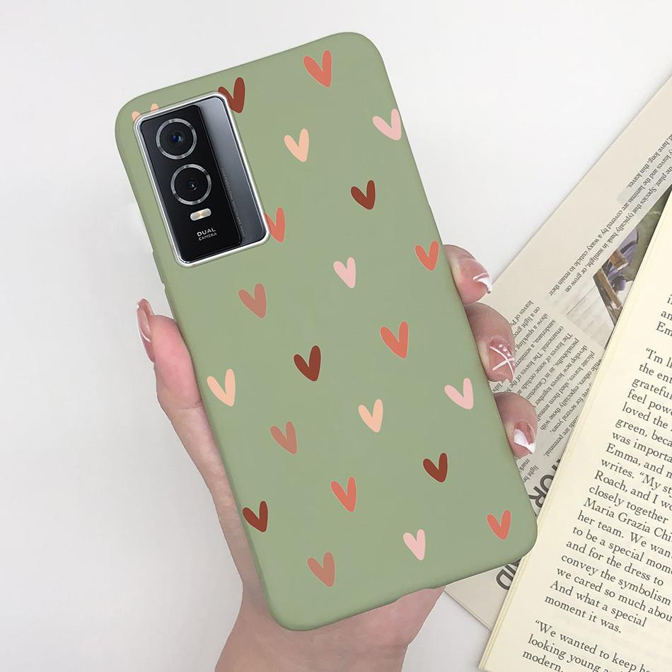 

For Vivo Y76 Y76S 5G Phone Case Plant Heart Matte Silicone Shockproof Anti Slip Cover For VivoY76 Y 76 S Funda Bumper Coque Capa Vivo Y76