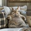 1Pc Contemporary Fluffy Rabbit Sofa Pillow Cover Zipper Closure, Polyester Cushion Cover Multifunctional Room Decor Pillowcase
