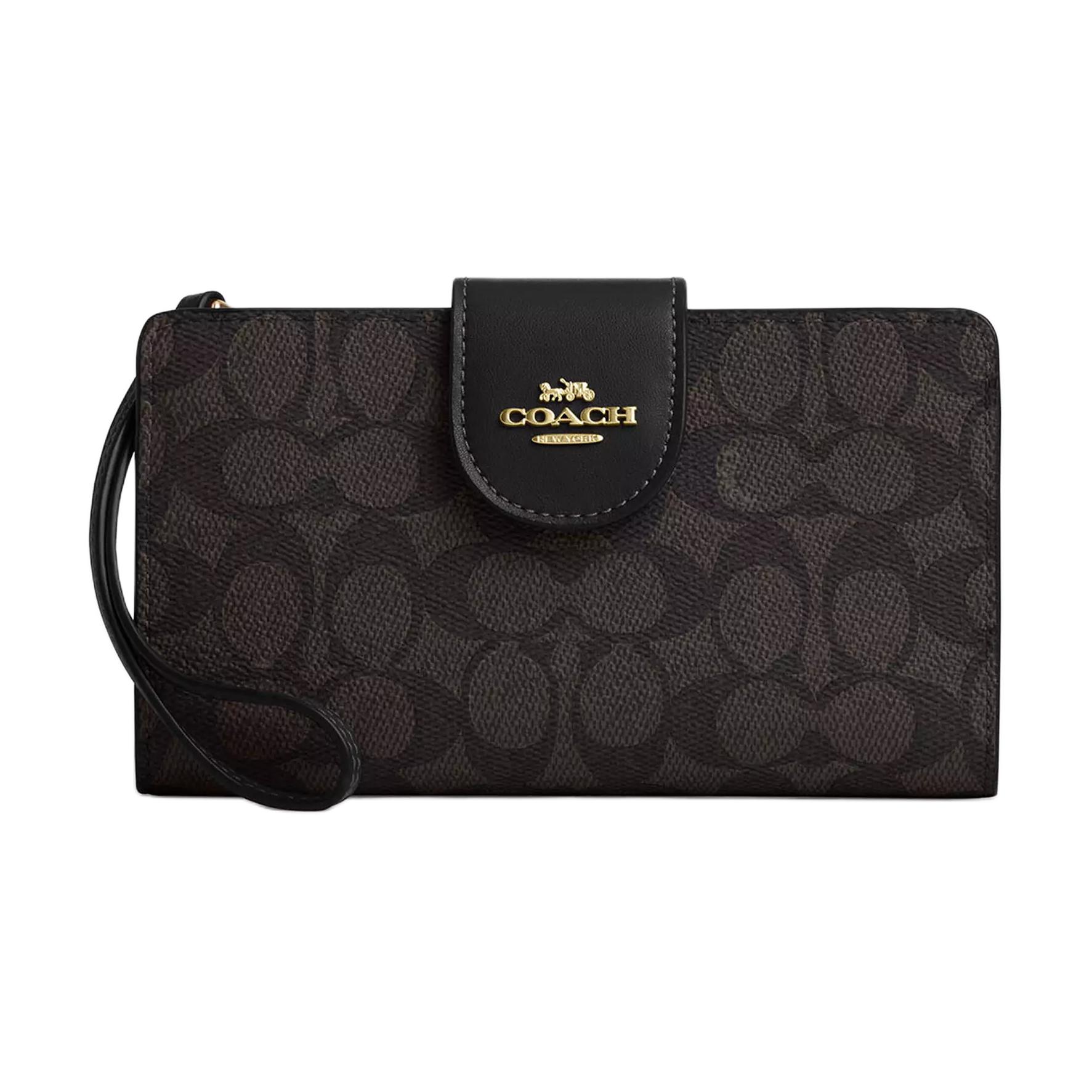 

COACH Canvas 18 Brand Logo Print Coated Canvas Wallet Women wallet Black CW780-IMXAQ Black