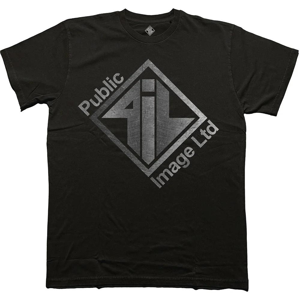 PIL (Public Image Ltd) T-Shirt: Brushed Steel Logo & Text (Black) OFFICIAL NEW S