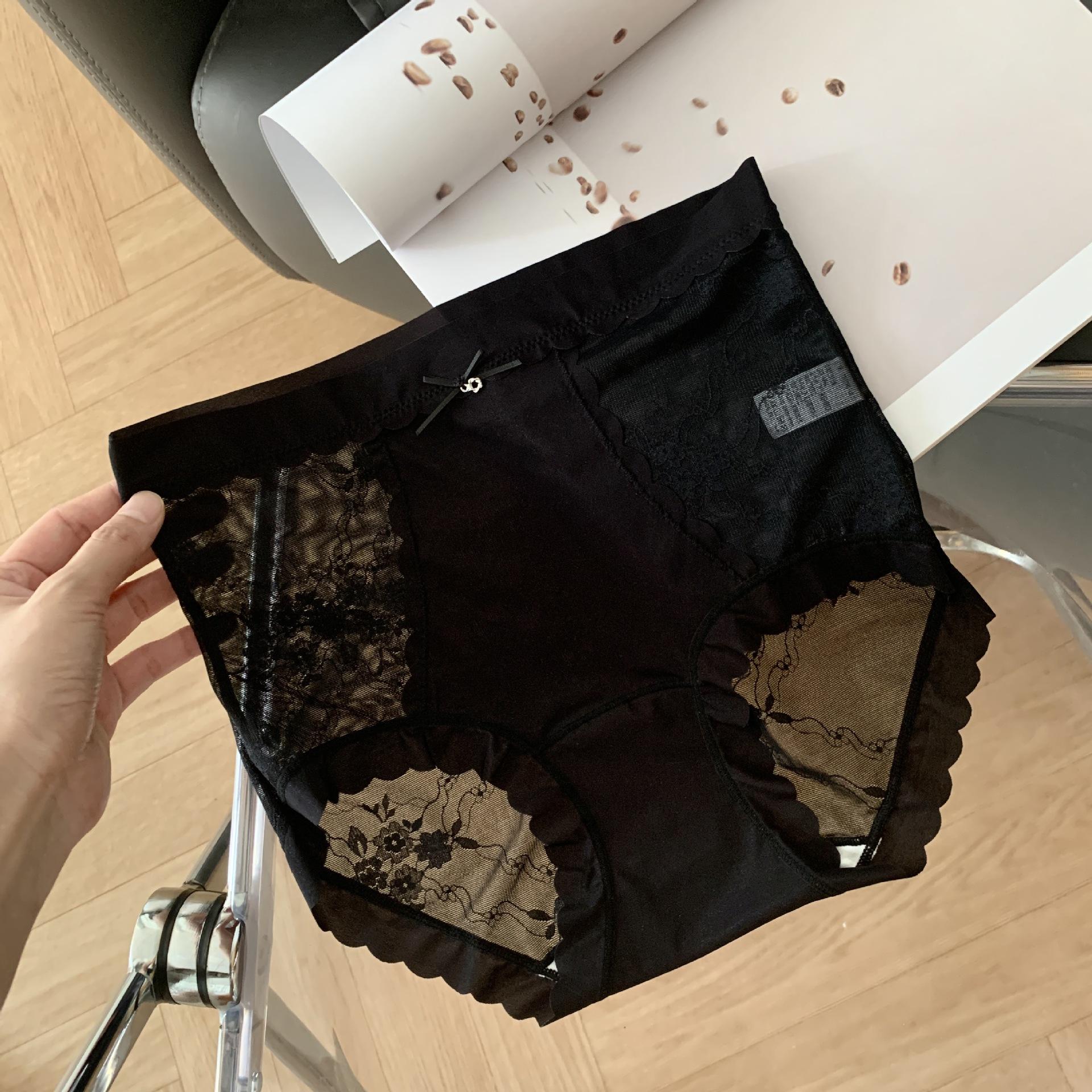 

Lady Spring and Autumn Lace Camellia 10A Antibacterial Long Crotch High Waist Lift Hip Tuck Underwear XL чорний