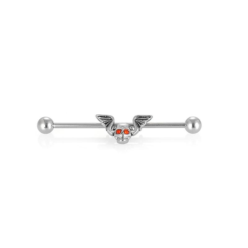 YW 16G Stainless Steel Skull Bat Industrial Barbell Ear Piercing Ear Tragus Helixe Body Jewelry