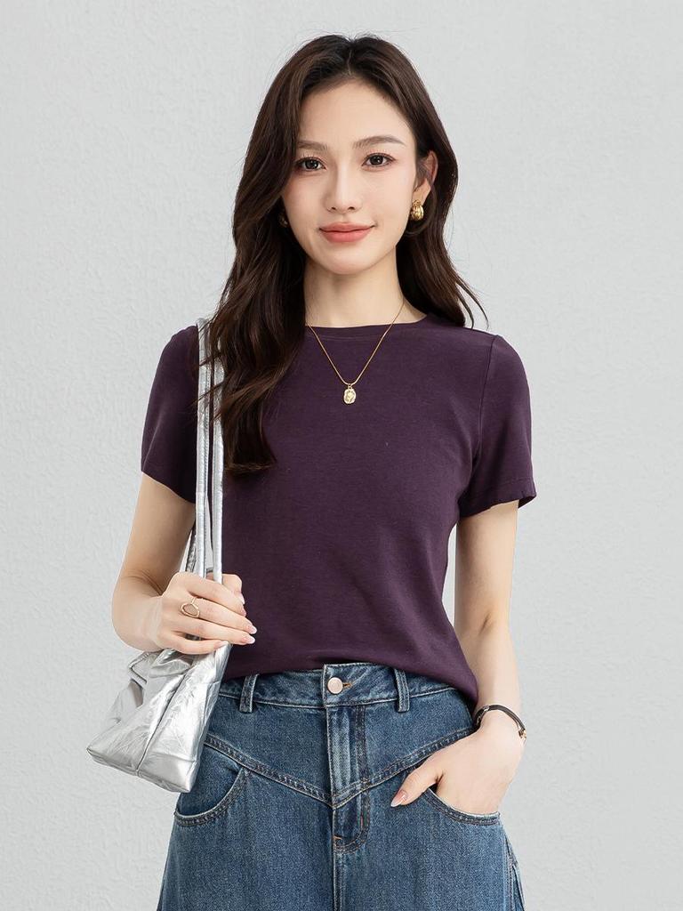 Yi Fei Women's Slim Fit Age-Reducing T-Shirt – Petite & Regular Short Sleeves