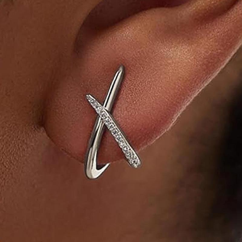 Modische Steinchen-Kreuz-Steckohrringe für Damen Zierlich Einfach Minimalistisch Ohrring Modeschmuck Partygeschenke