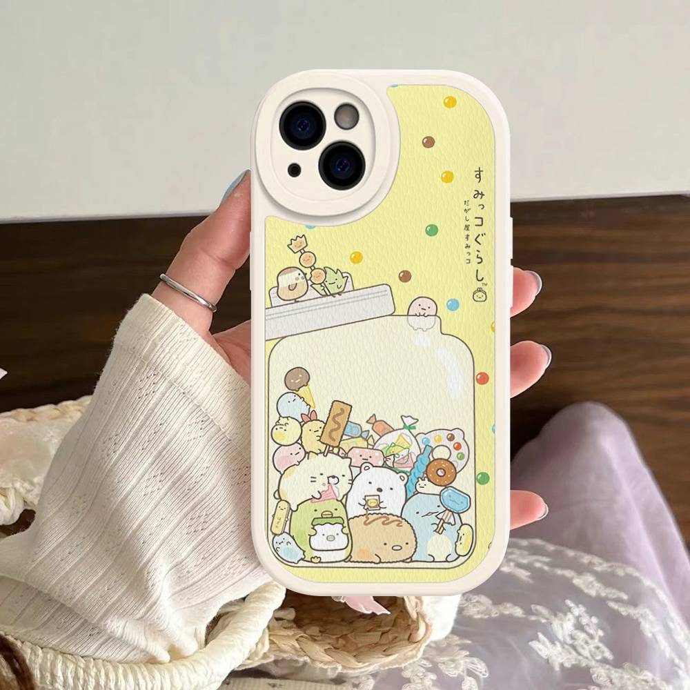 

Anime S-Sumikko G-Gurashi Phone Case For iPhone 16 15 14 13 12 11 Pro Max Plus Leather Cover iphone X