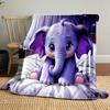 Cute Baby Elephant on Cozy Bed print blanket soft and cozy perfect for the living room bed sofa or a nap,gift