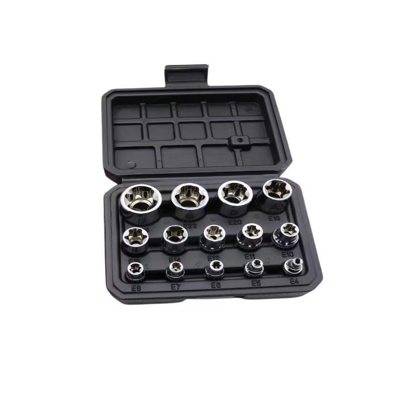 Set de 14 extractoare de piulițe și șuruburi pentru elemente de fixare deteriorate și incomplete